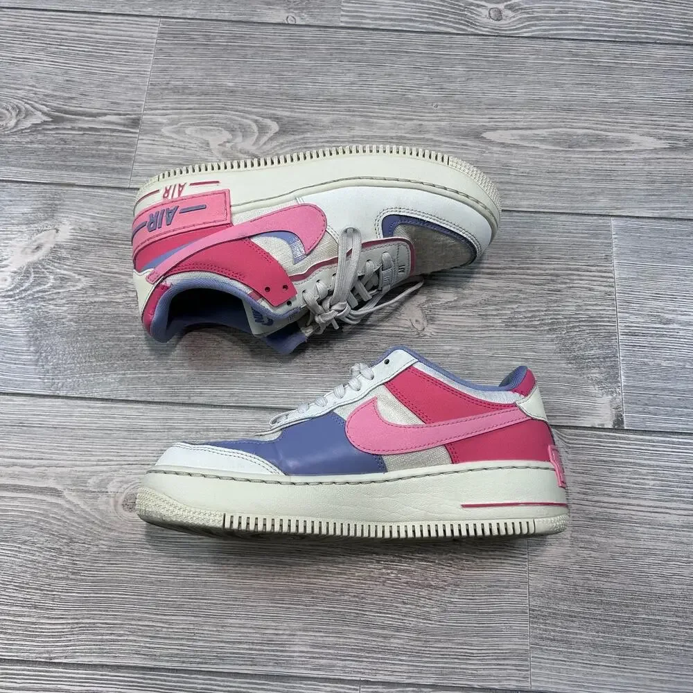 Nike Air Force 1 Shadow 'Sail Sea Coral' White Pink Purple 7.5 EUC